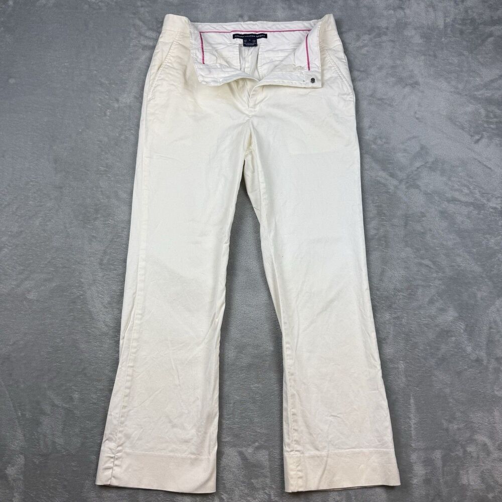 Vintage 90s Ralph Lauren Sport Womens Size 8 White Cotton Stretch Pants Trousers